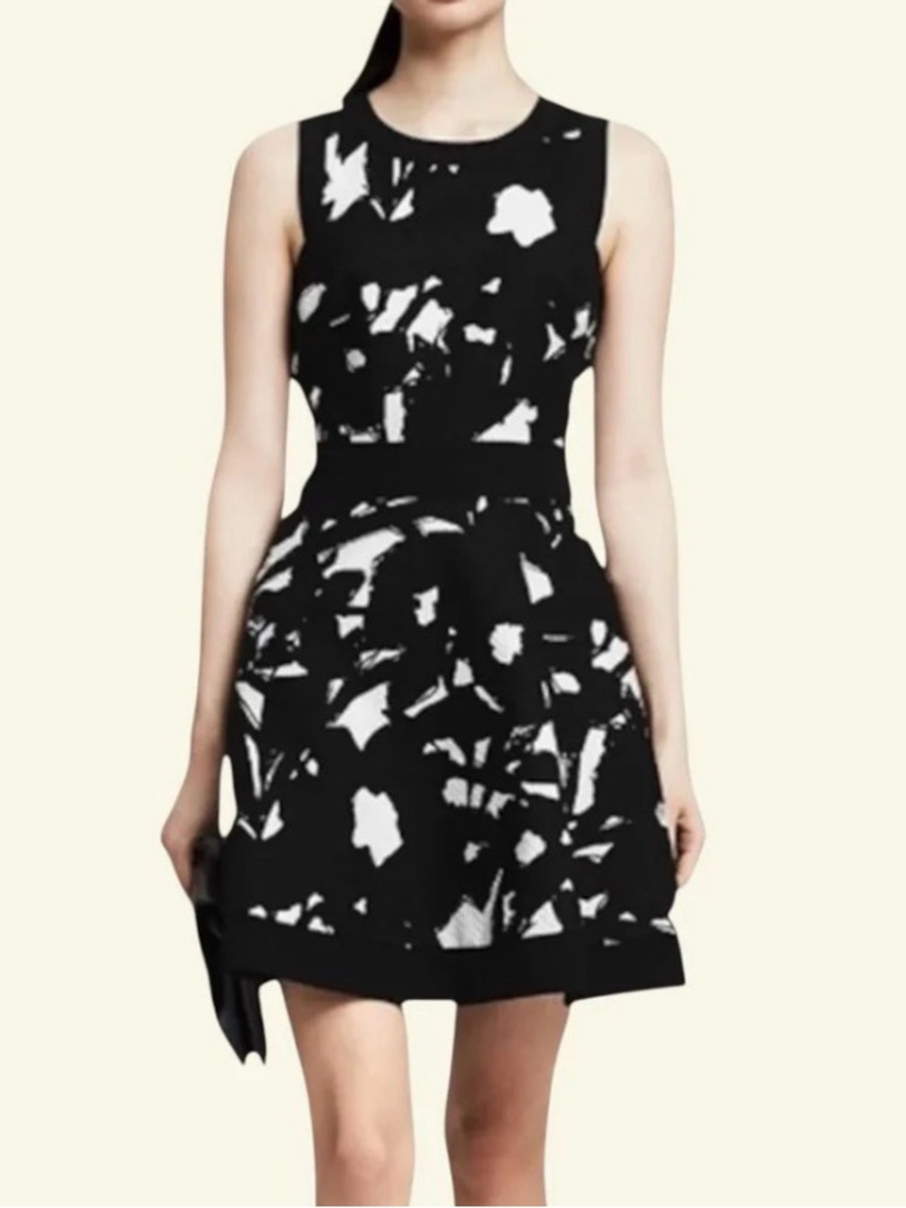 Banana Republic Black and White Floral Fit-and-Flare Dress